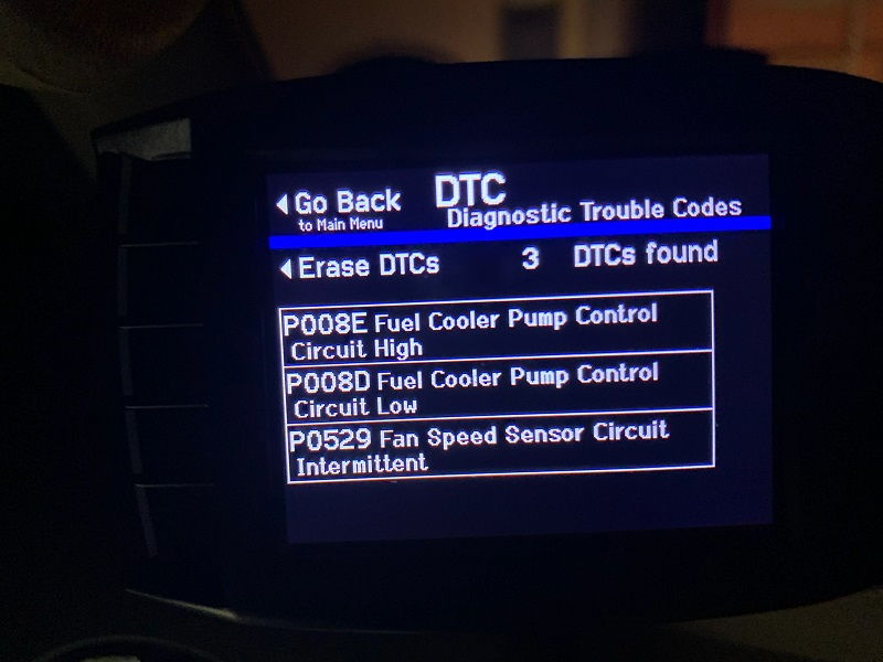 P008E Fuel Cooler Pump Control Circuit High